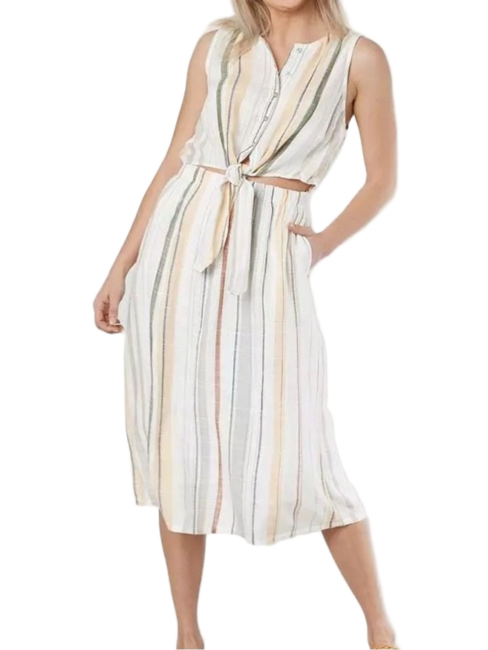 RVCA Tie Front Linen Dress